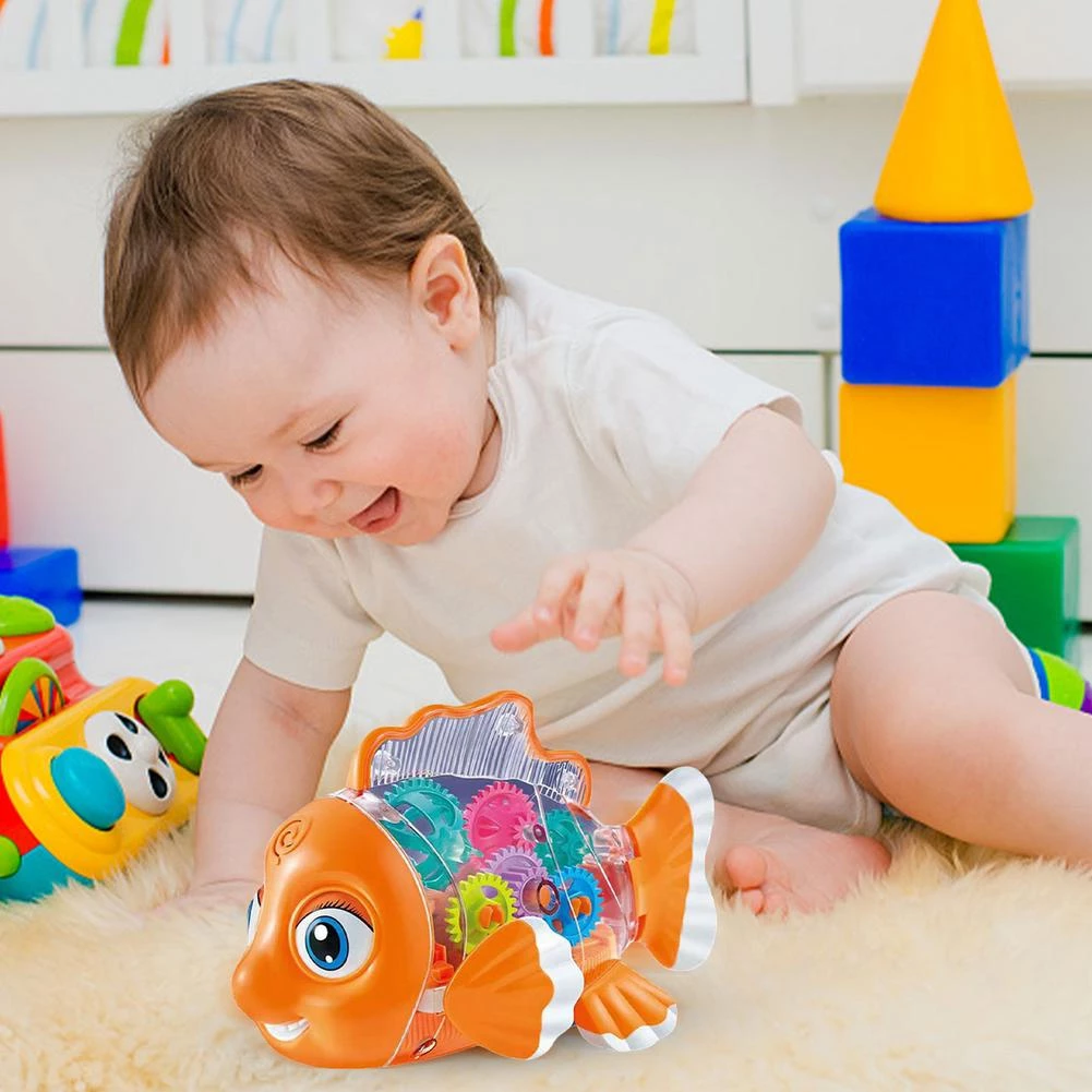 Musical gear fish toy with 360 rotation