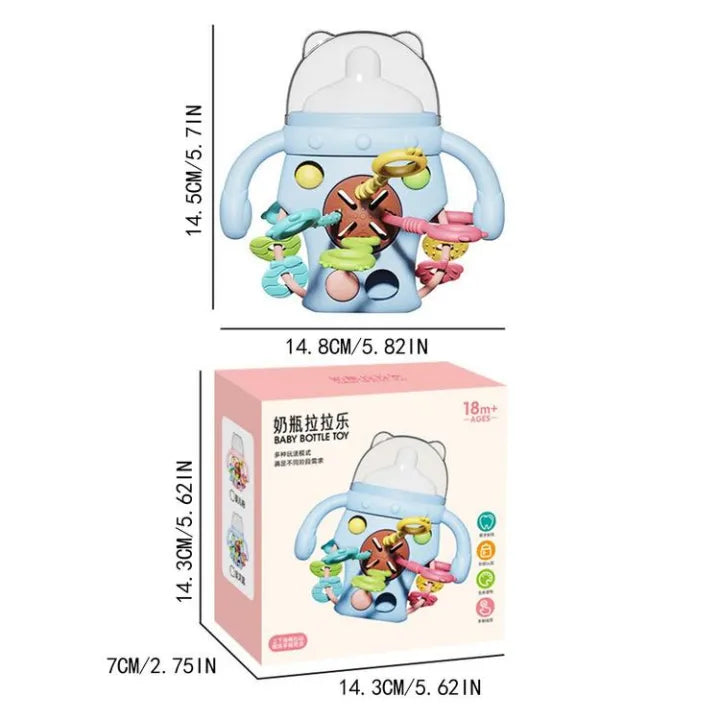 Cute Bottle Shape Baby Sensory Teething Toys With Rattles For Toddlers