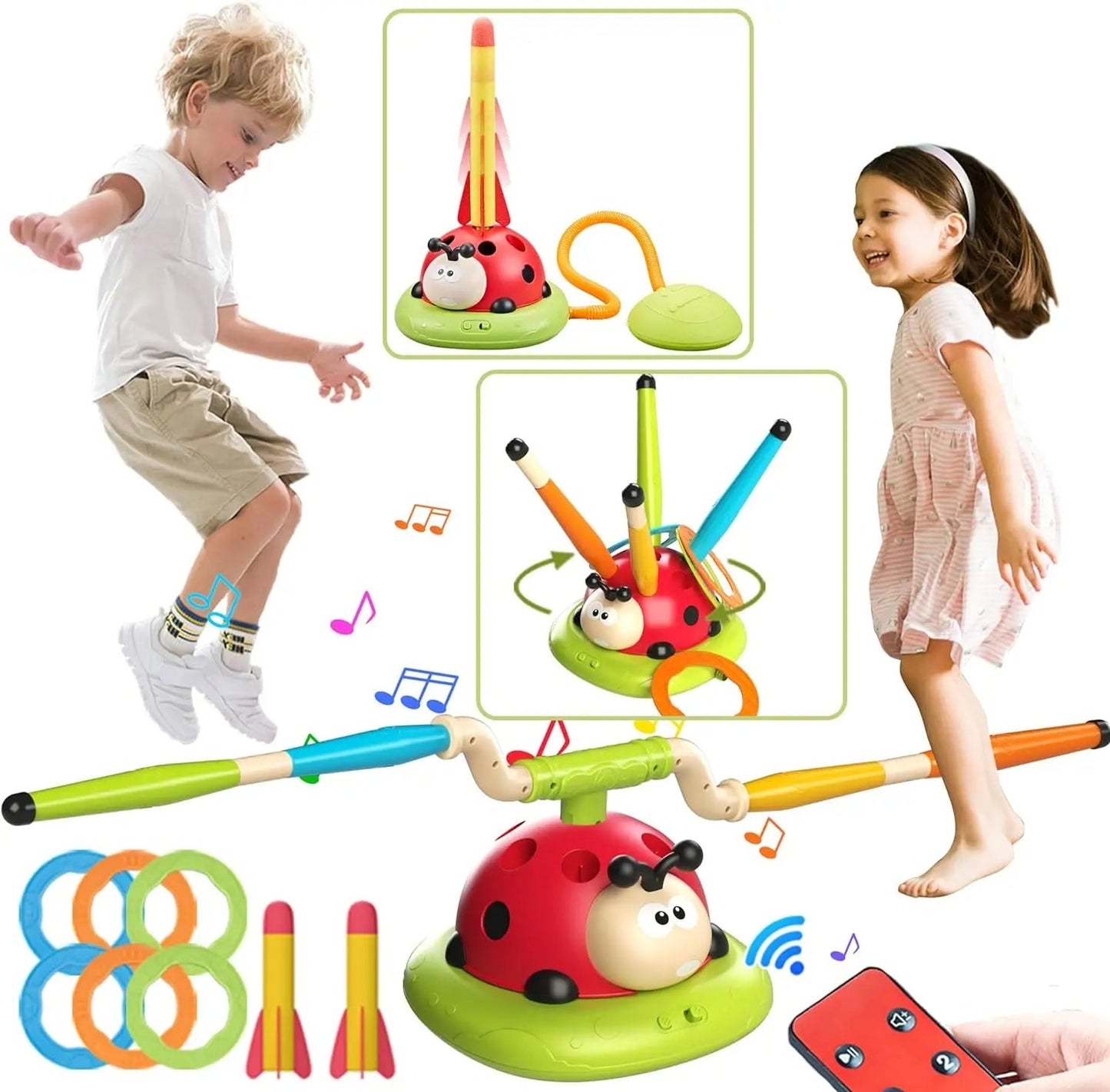 3 in 1 Musical Jump, Toss & Rocket Launcher Toy