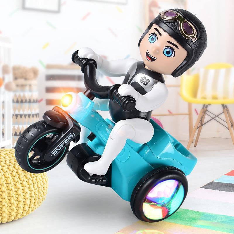 Musical stunt tricycle toy with 360 spin
