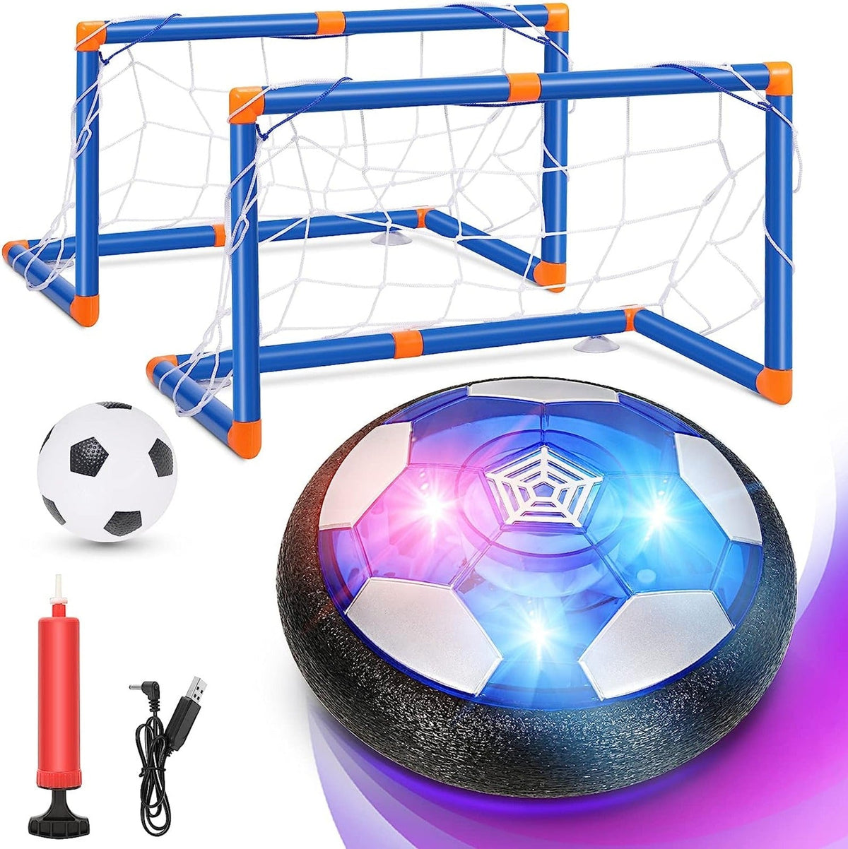Children hover soccer ball with 2 goals – view 10