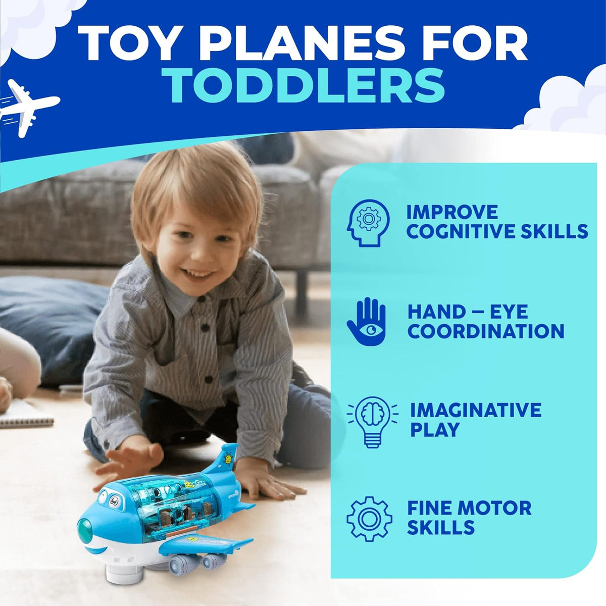 Musical 360 rotating gear airplane toy – view 5