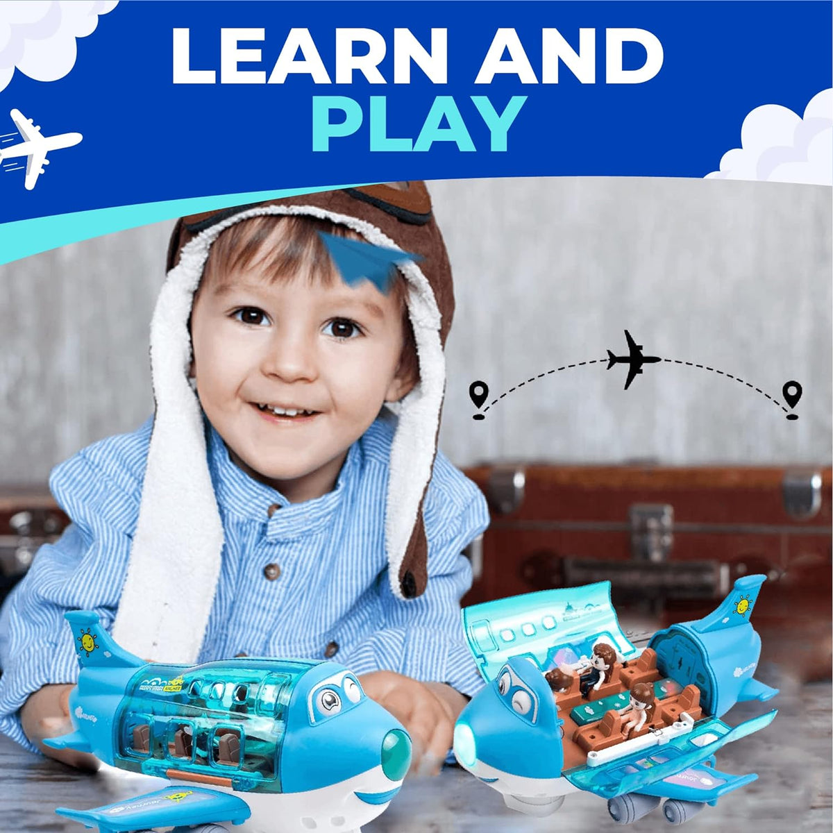 Musical 360 rotating gear airplane toy – view 3