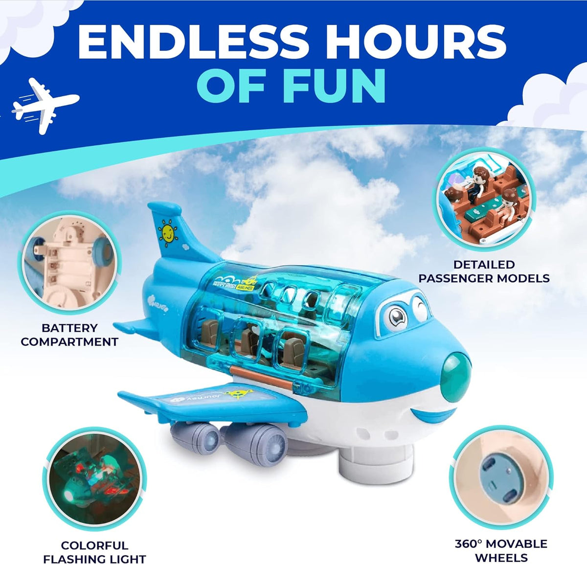 Musical 360 rotating gear airplane toy – view 7