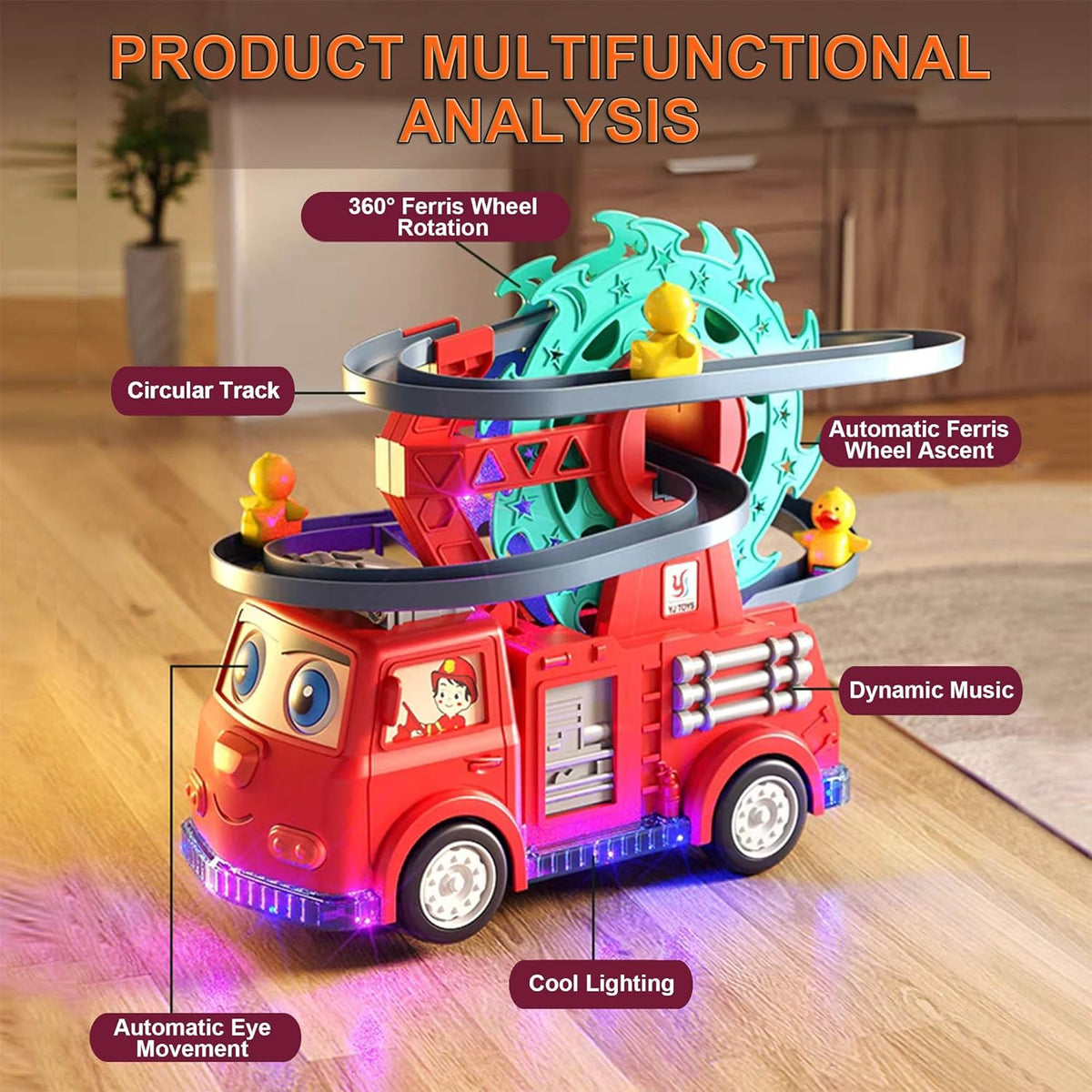 Musical duck track fire truck set – view 4