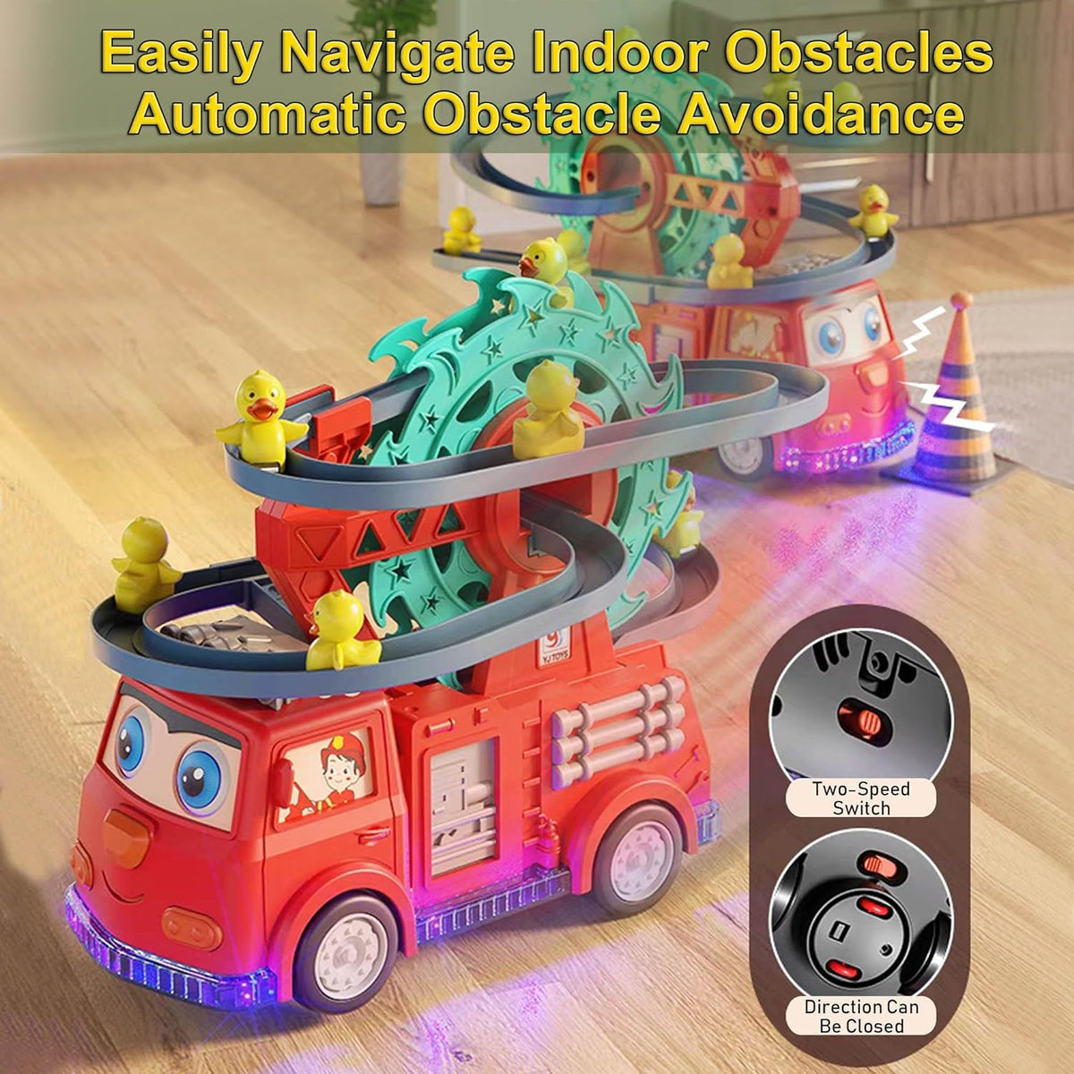 Musical duck track fire truck set – view 5