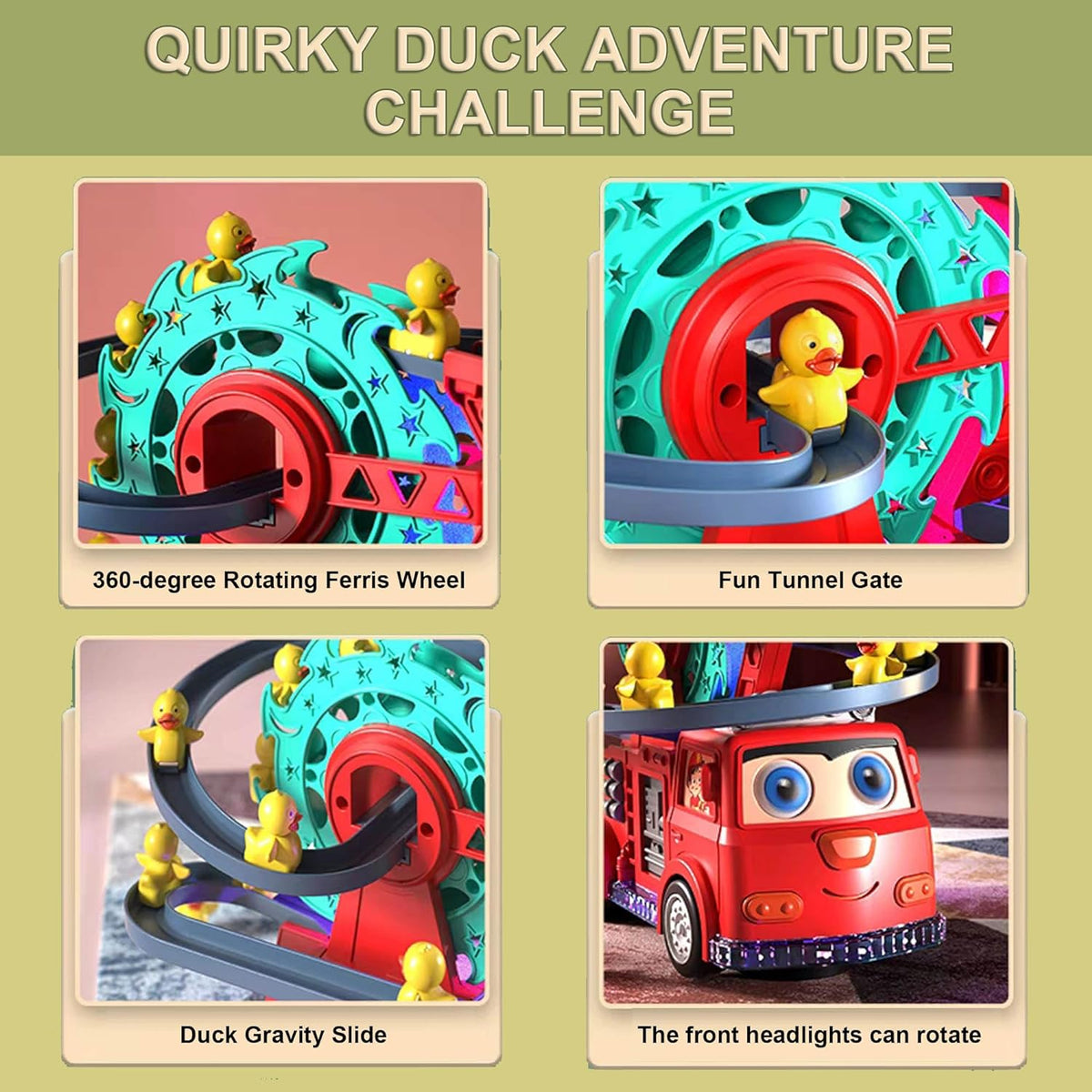 Musical duck track fire truck set – view 6