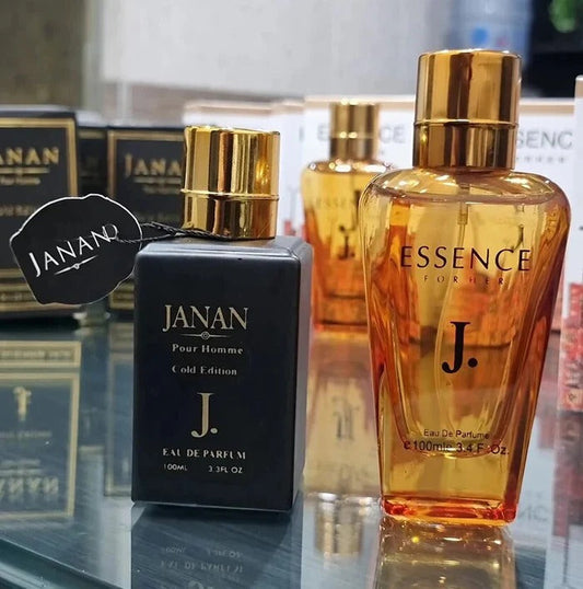 Pack Of 2 β J. Essence & J. Janan Perfume- 100ml for HER & HIM (Fresh Floral & Woody) 100ML