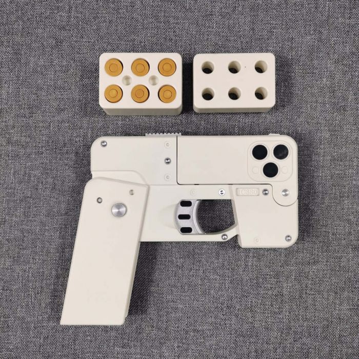 Phone-Style Folding Toy Gun with Soft Bullets – White