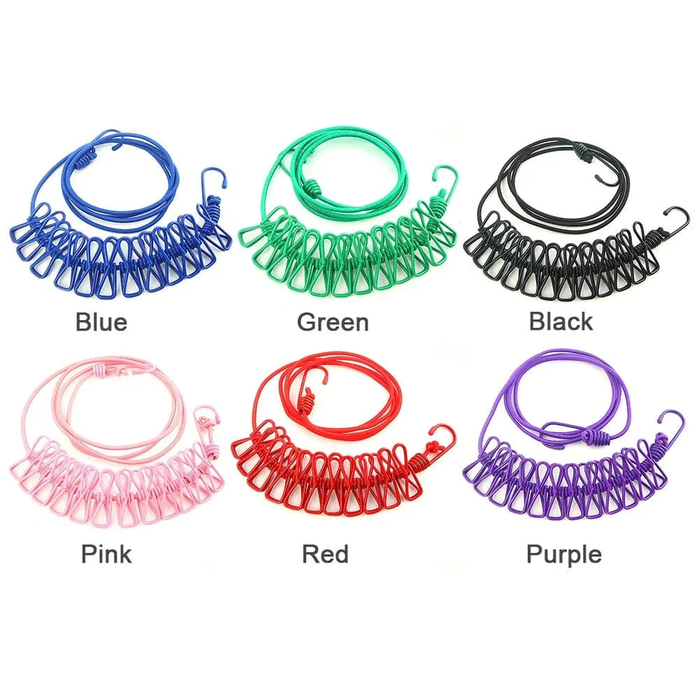 (40% Off NOW + FREE SHIPING ) Portable 15ft Clothesline Rope for Drying Clothes with Free 12 Clips – Dry Clothes Anywhere, Anytime!