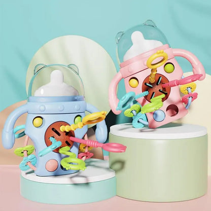 Cute Bottle Shape Baby Sensory Teething Toys With Rattles For Toddlers