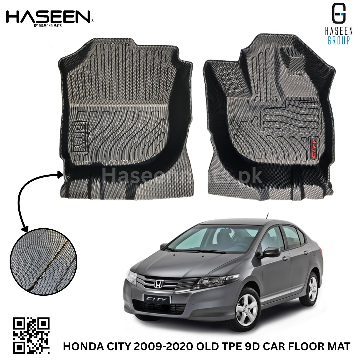 HONDA CITY 2009-2020 TPE PLASTIC HEAVY DUTY 9D FLOOR MAT