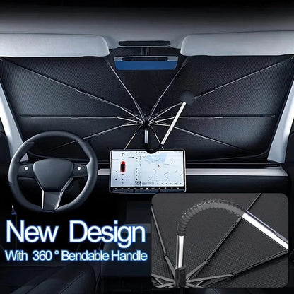Universal Foldable Car Windshield Sunshade Umbrella – UV & Heat Protection for All Cars ☀️🚗