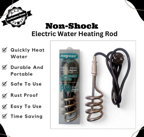 Shockproof Stainless Steel Electric Water Heating Rod 2000W – (اب کرنٹ کا خطرہ نہیں، شاک فری راڈ سے پانی گرم کریں 🔥)