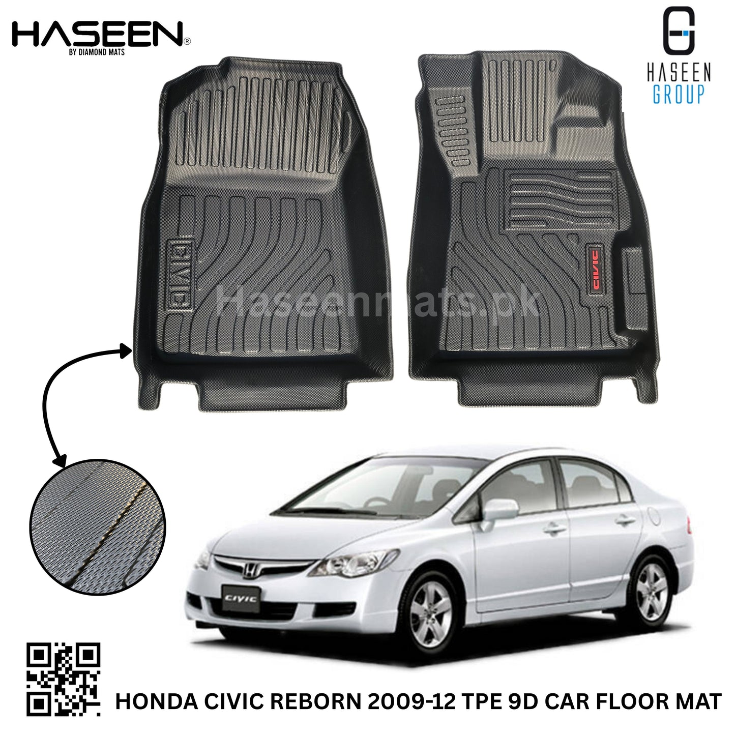 HONDA CIVIC REBORN 2009-2012 9D TPE PLASTIC FLOOR MATS