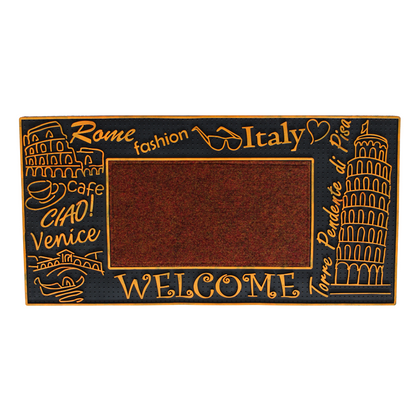 ROME FASHION WELCOME WITH CARPET INSIDE RUBBER DOOR MATS