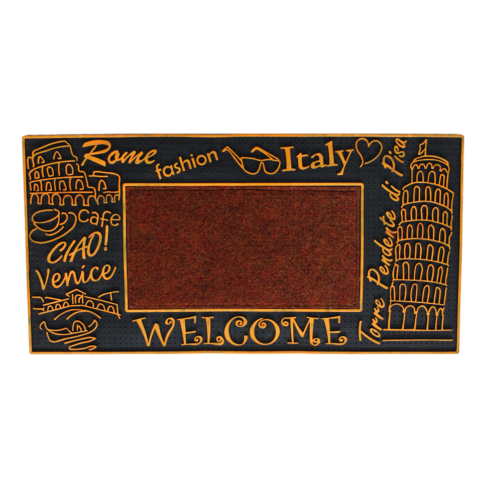 ROME FASHION WELCOME WITH CARPET INSIDE RUBBER DOOR MATS