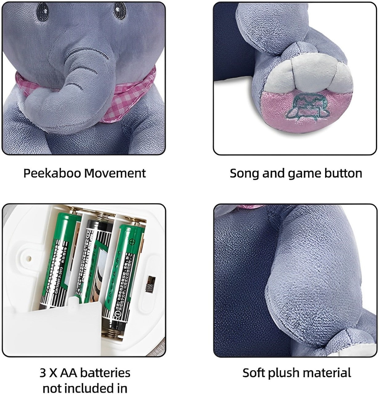 Musical Peek A Boo Elephant Plush Toy For Kids