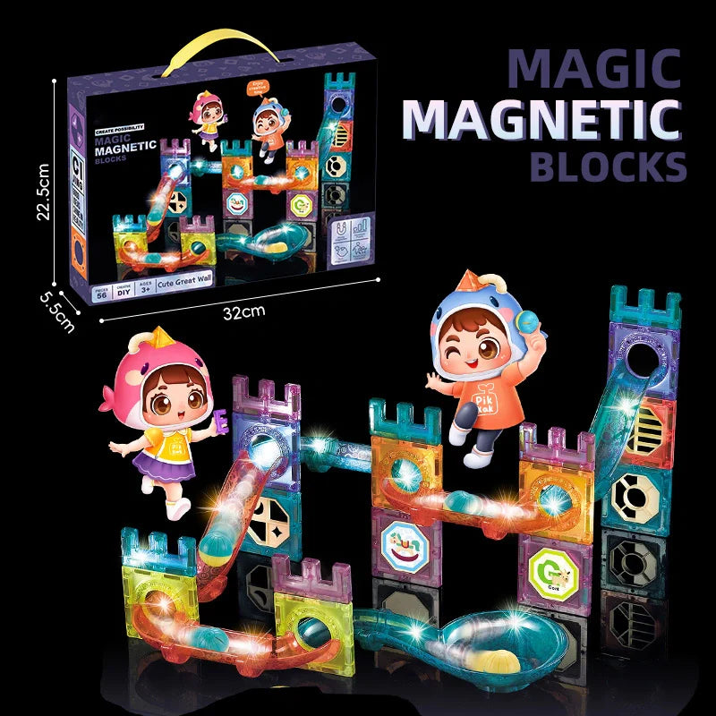 LED Magic Magnetic Track Blocks 56 Pcs Set