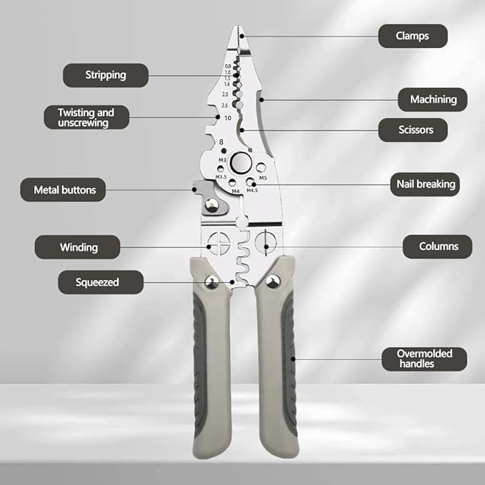 All in 1 Multi-Functional Plier - Wire Stripper ,Cutter ,Crimper | Pure Stainless Steel