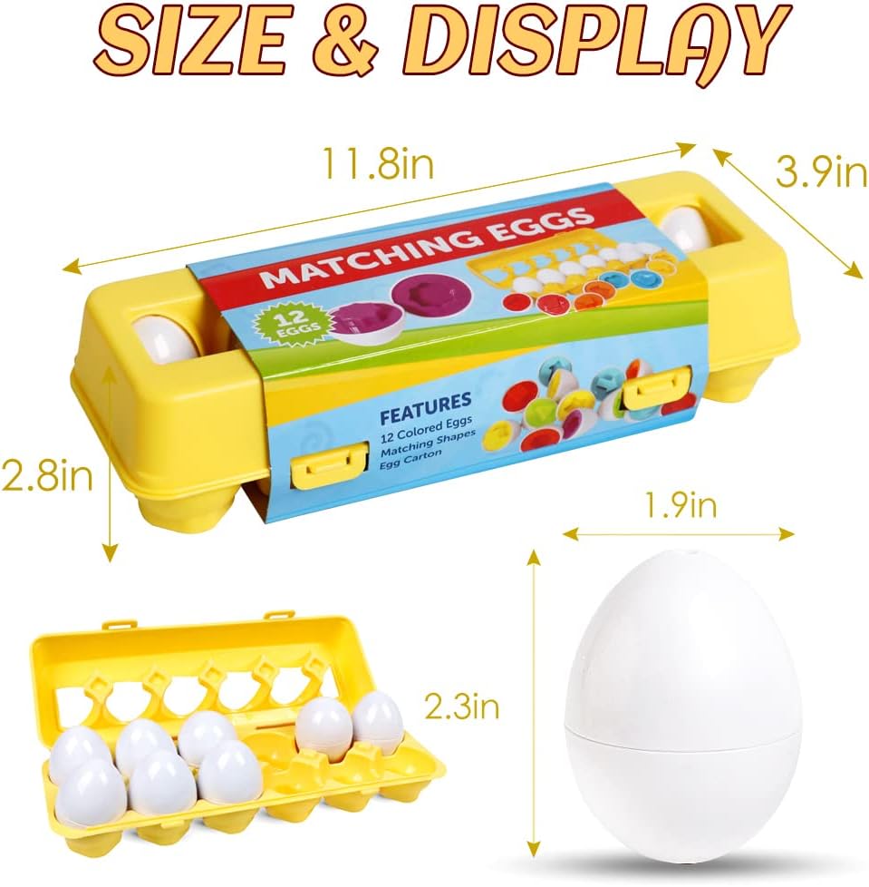 Kids Educational Matching Eggs Tray (12 Pcs)
