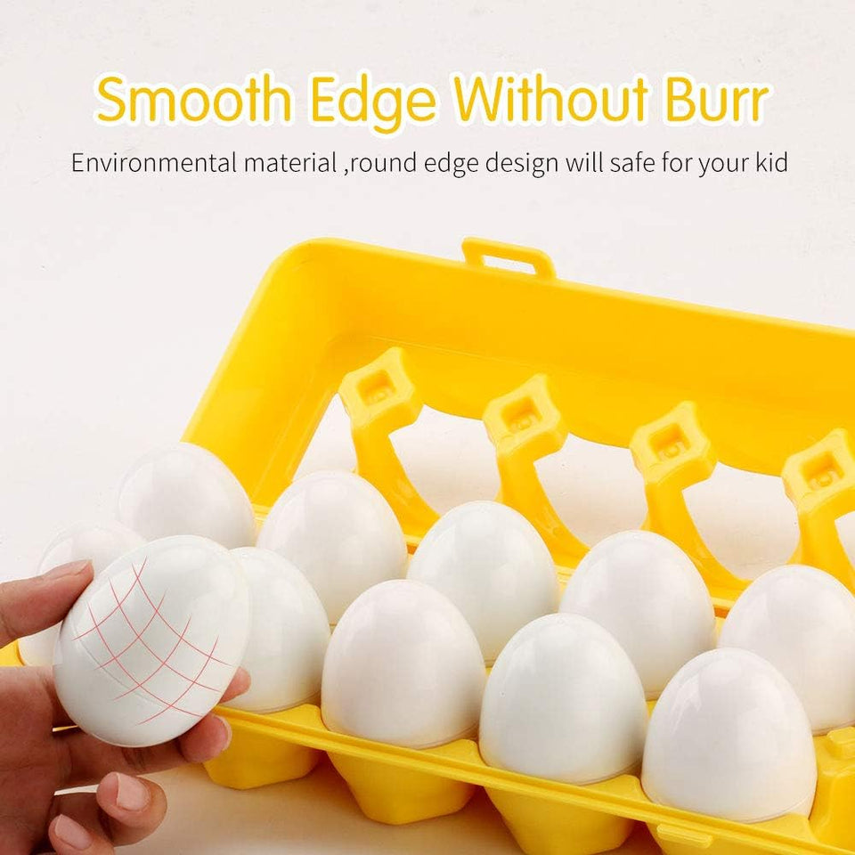 Kids Educational Matching Eggs Tray (12 Pcs)
