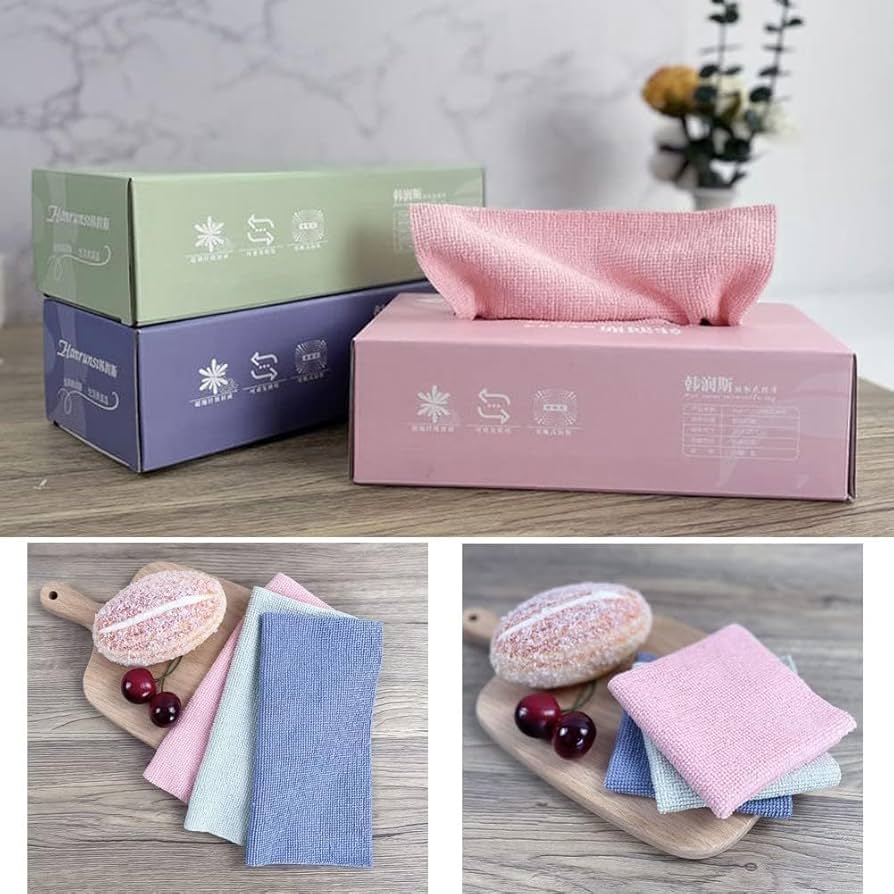 Microfiber Cleaning Cloths – 10-Piece Reusable Tissue Box for Dusting, Polishing &amp; Household Cleaning - Micro Fiber Tissues - Cleaning Cloth