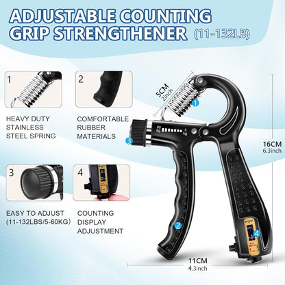 Hand Grip with Counter+1 pc Silicone Finger Exercise Grip