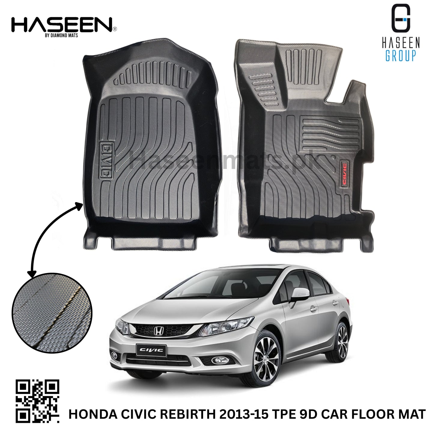 HONDA CIVIC REBIRTH 2013-2015 9D TPE PLASTIC FLOOR MATS