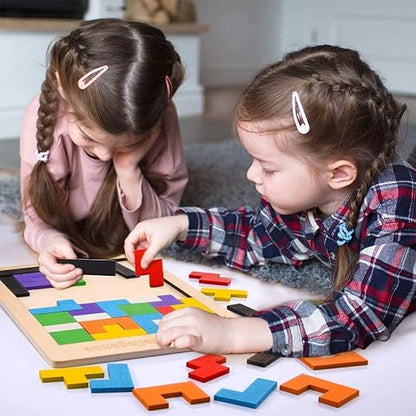 Multicolor Wooden Tetris Blocks  For Kids