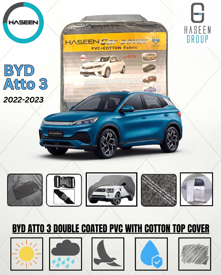 BYD ATTO 3 NEW DOUBLE COAT PVC WITH COTTON CAR COVERS