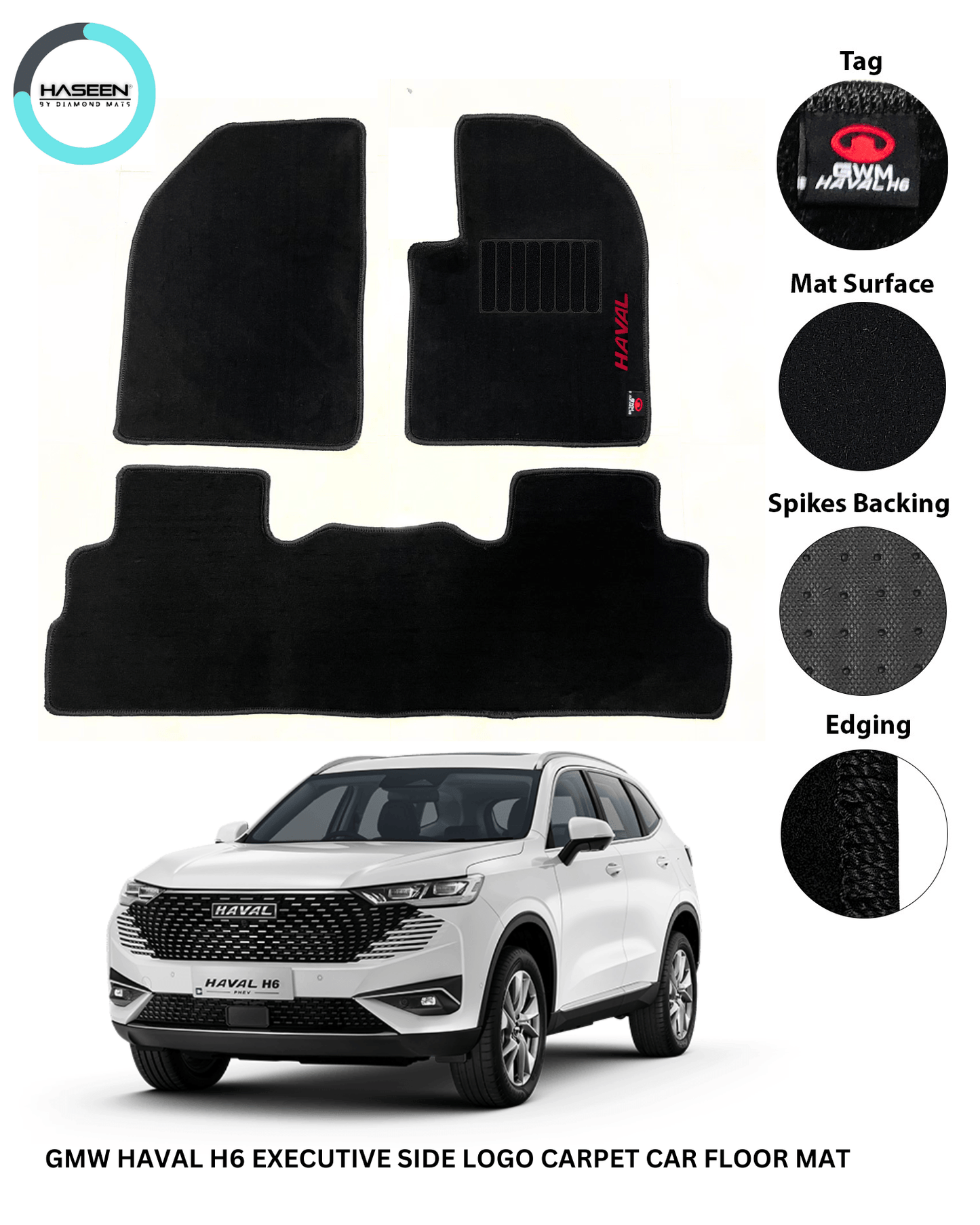 GMW HAVAL H6 2022-2024 NEW EXECUTIVE SIDE LOGO CARPET CAR FLOOR MAT