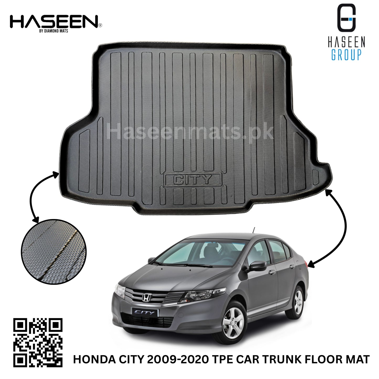 HONDA CITY 2009-2020 TPE PLASTIC TRUNK FLOOR MAT
