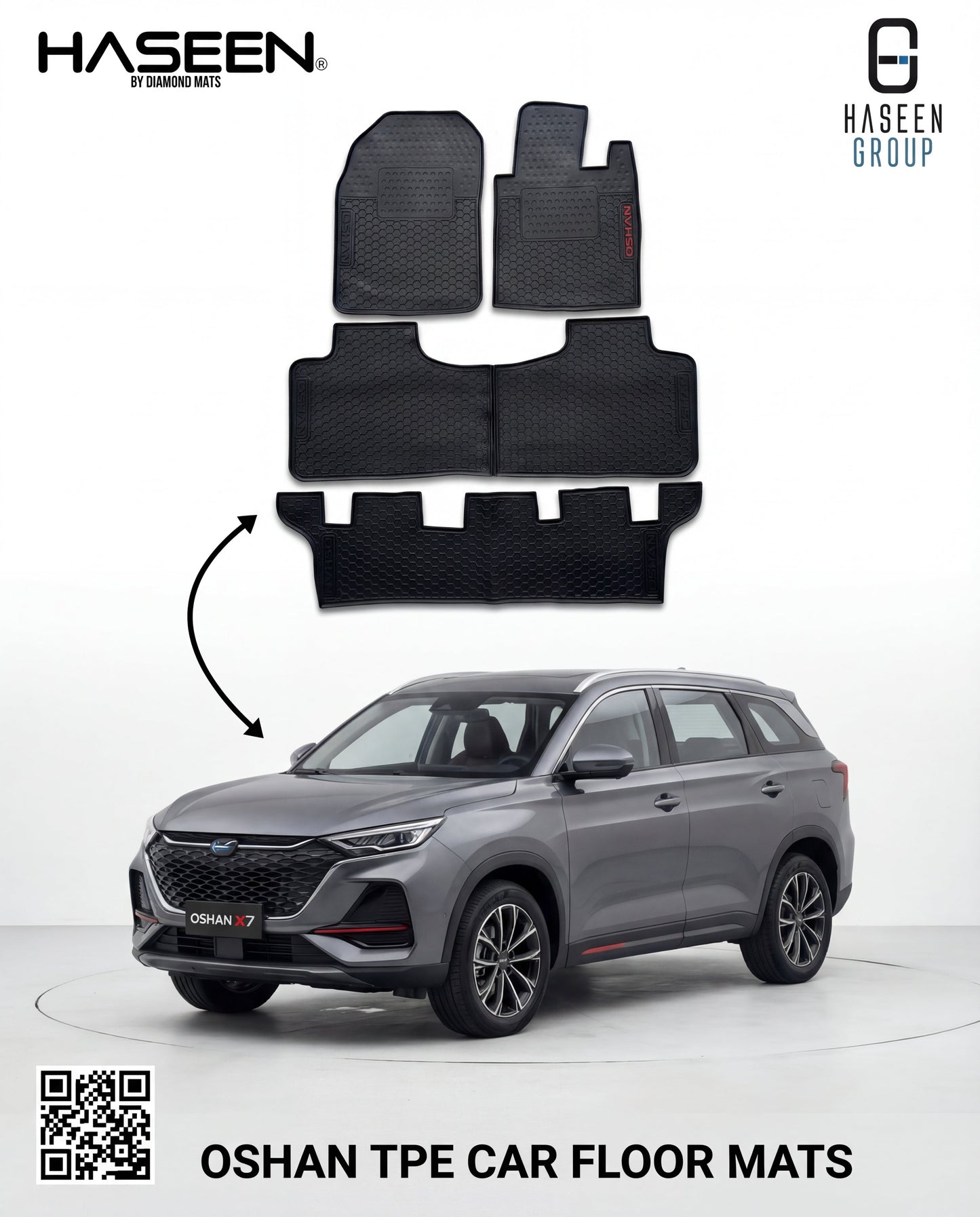 CHANGAN OSHAN X7 7 SEATER 2022-2024 LATEX RUBBER CAR FLOOR MAT