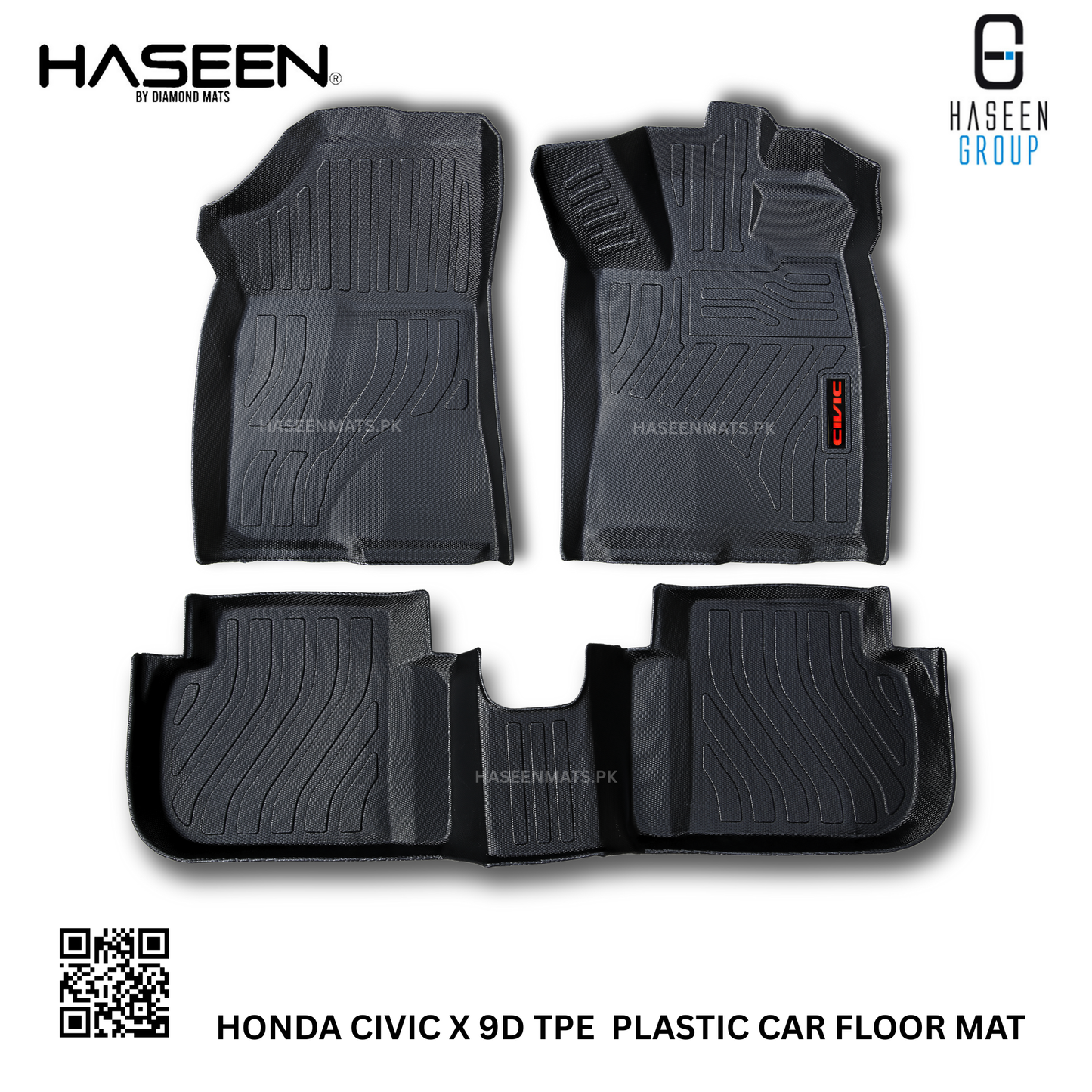 HONDA CIVIC X 2016-2021 TPE PLASTIC HEAVY DUTY 9D FLOOR MAT