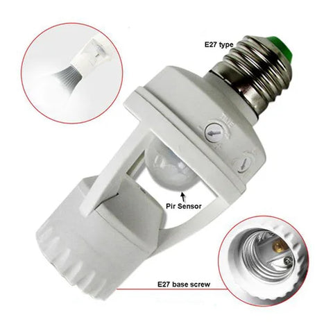 Motion Sensor LED Bulb Holder – Auto On/Off Light Control (Free Shipping)