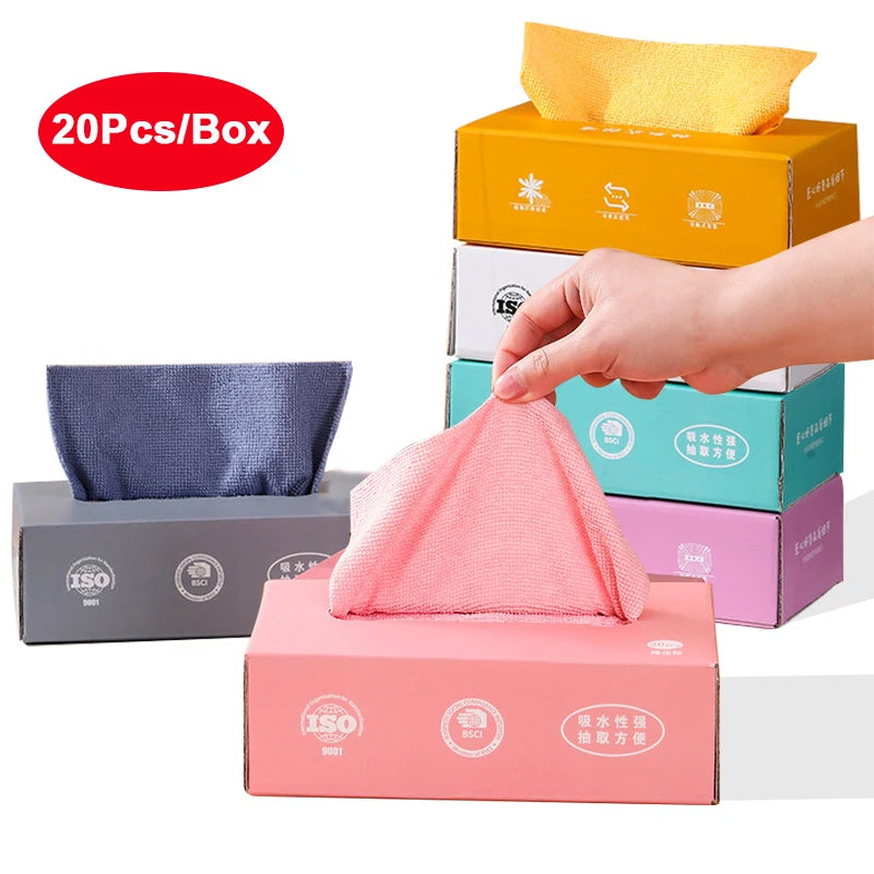 Microfiber Cleaning Cloths – 10-Piece Reusable Tissue Box for Dusting, Polishing &amp; Household Cleaning - Micro Fiber Tissues - Cleaning Cloth