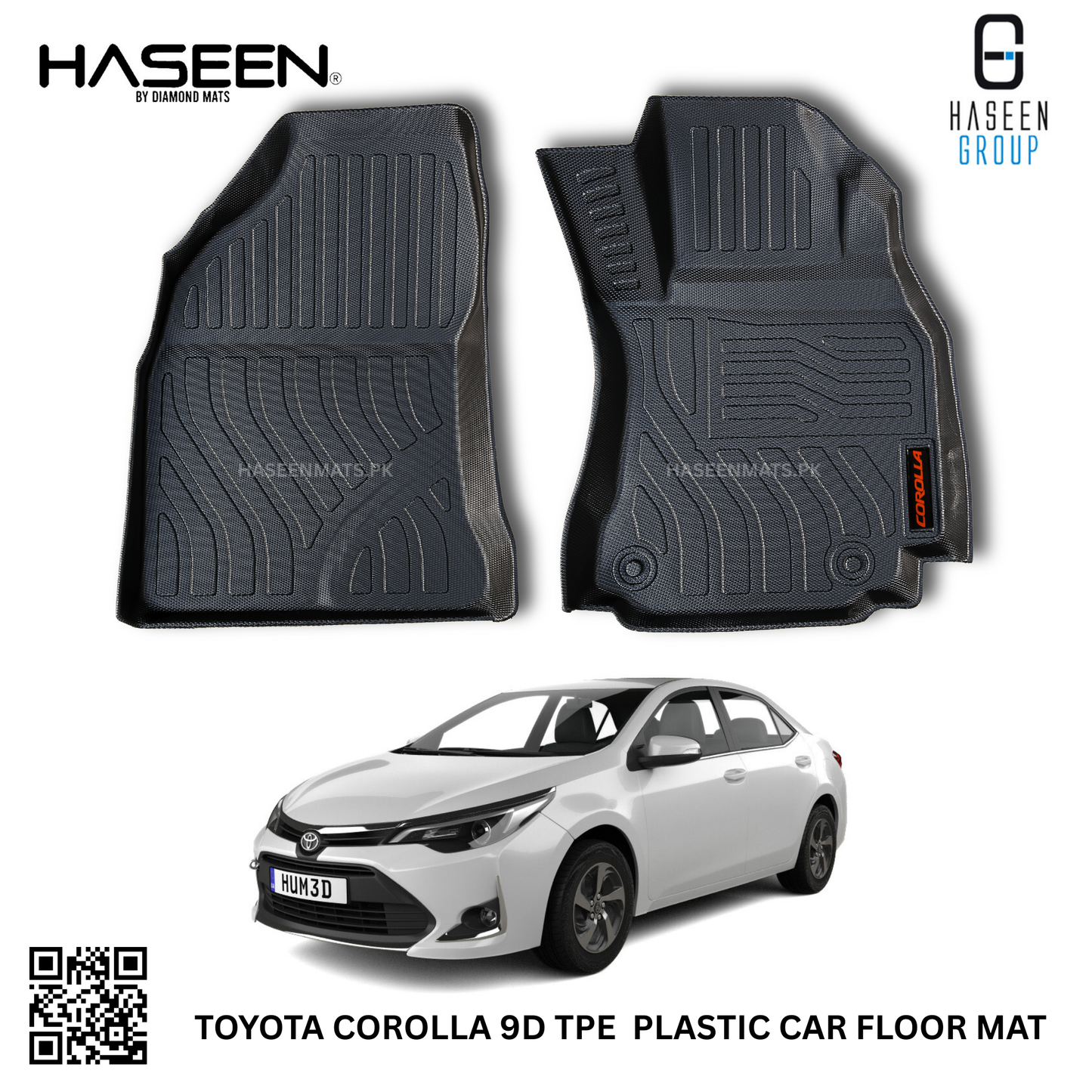 TOYOTA COROLLA 2014-PRESENT TPE PLASTIC HEAVY DUTY 9D FLOOR MAT
