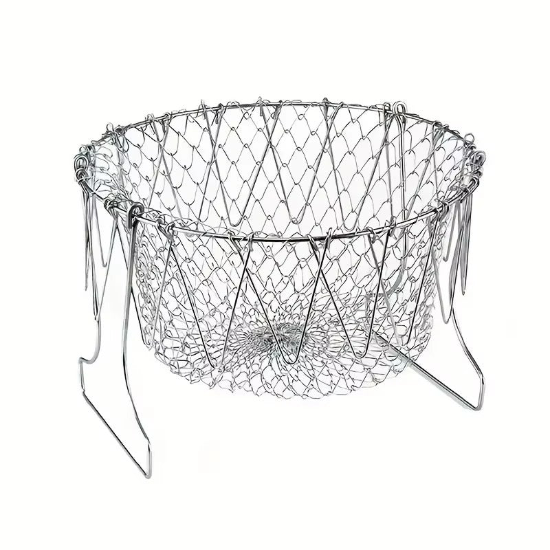 Stainless Steel Foldable Multifunctional Frying Basket/Drainer