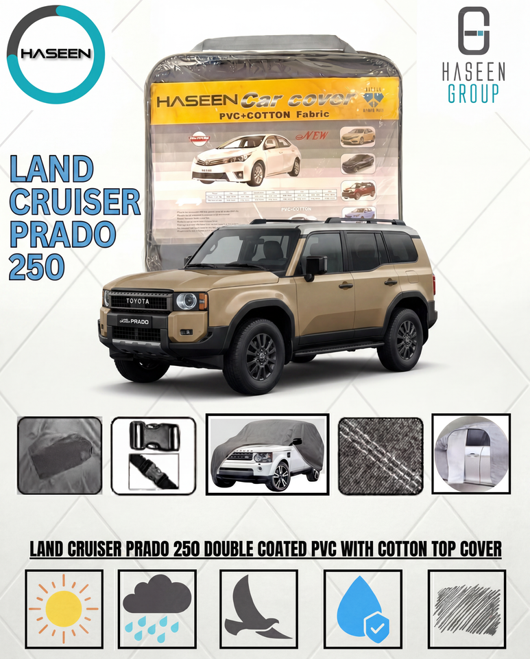 LAND CRUISER PRADO 250 NEW DOUBLE COAT PVC WITH COTTON CAR COVERS