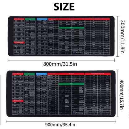Anti-slip Keyboard Mouse Pad with Shortcut Keys excel/word/ppt/Photoshop/Browser