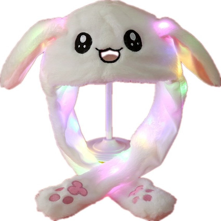 Cute LED Bunny Ear Plush Hat with Moving Ears – Fun Light-Up Costume Hat