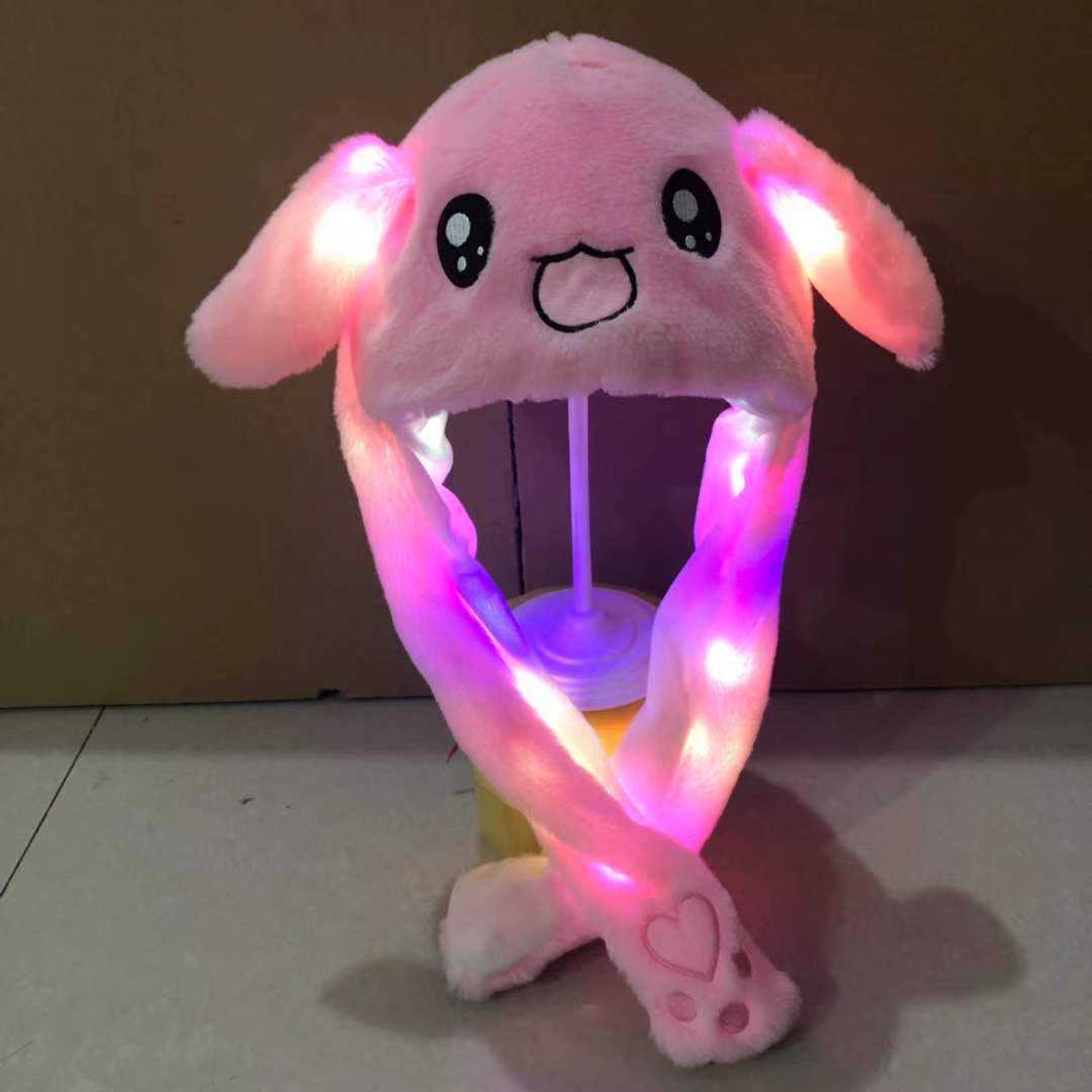 Cute LED Bunny Ear Plush Hat with Moving Ears – Fun Light-Up Costume Hat