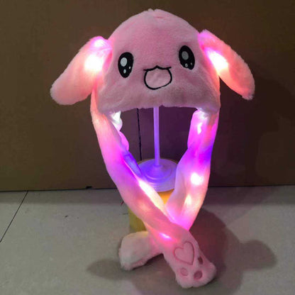 Cute LED Bunny Ear Plush Hat with Moving Ears – Fun Light-Up Costume Hat