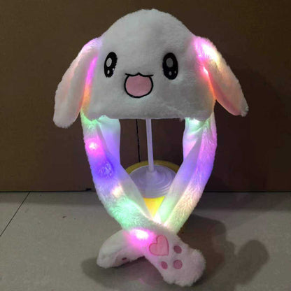 Cute LED Bunny Ear Plush Hat with Moving Ears – Fun Light-Up Costume Hat