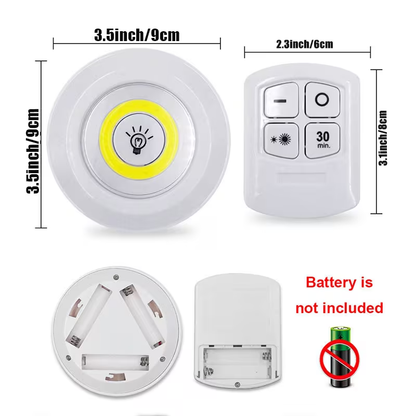 Pack of 3 Wireless LED Night Lights with Remote Control