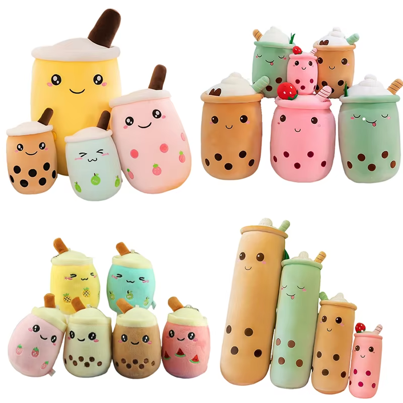 Wholesale 24cm 35cm 50cm 70cm Peluche Plushies Kawaii Cute Stuffed Pearl Cup Shape Toy Bubble Milk Tea Boba Plush Toy
