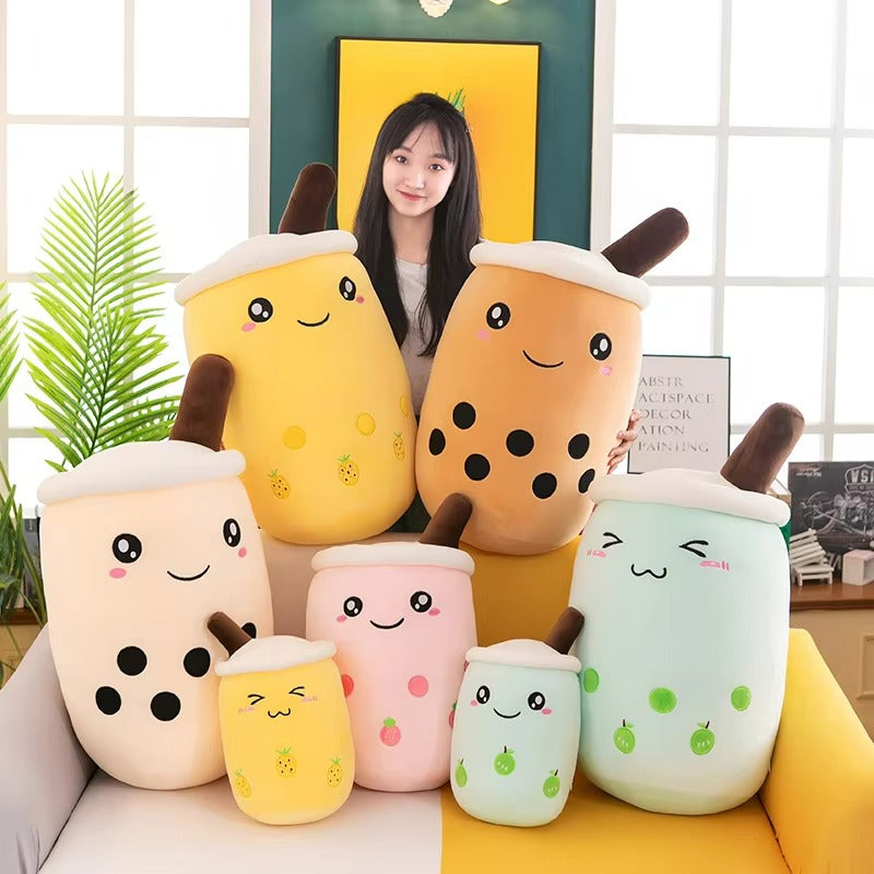 Wholesale 24cm 35cm 50cm 70cm Peluche Plushies Kawaii Cute Stuffed Pearl Cup Shape Toy Bubble Milk Tea Boba Plush Toy