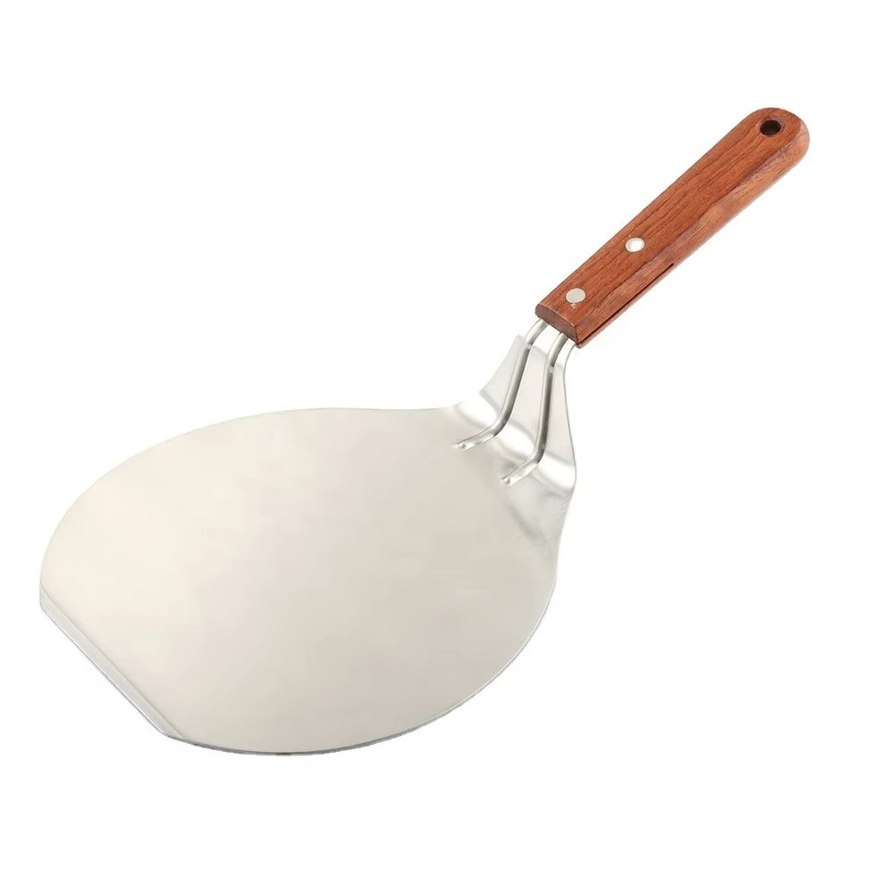 Stainless Steel Pizza Peel Wood Handle Baking Shovel Paddle Cake Lifter Transfer Tray for Baking