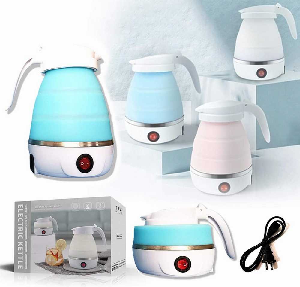 600ml Silicone Foldable Water Kettle – Leak-Proof Portable Travel & Household Mini Kettle